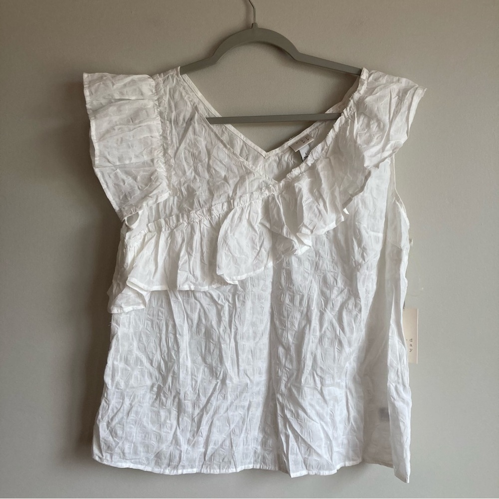 NWT A New Day 100% Cotton White Asymmetric Tank Top L
